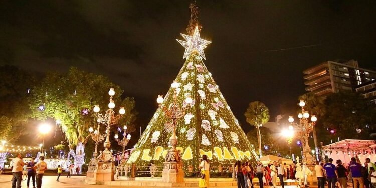 Decoração natalina na Praça do Campo Grande é aberta ao público