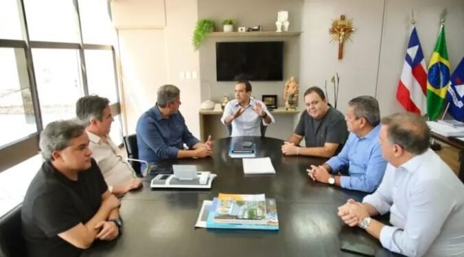 Bruno Reis recebe Elmar, Arthur Lira e Ciro Nogueira para encontro na prefeitura