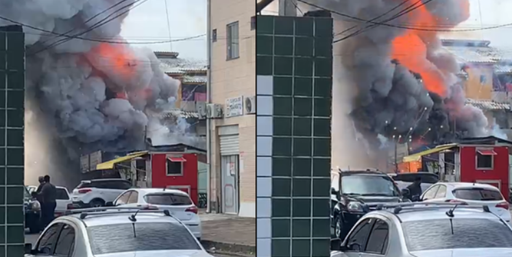 Barraca de fogos de artifício pega fogo em Simões Filho