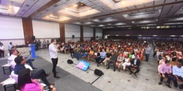 Professores assistem ao lançamento da campanha. Crédito: Valter Pontes / Secom PMS