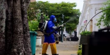 Ação contra mosquito da dengue em cemitérios. Crédito: Jefferson Peixoto/Secom