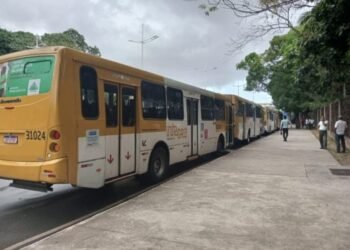 Ônibus não estão circulando. Crédito: Gil Santos/CORREIO