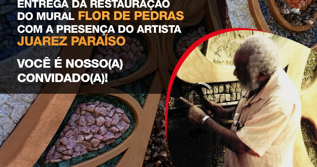 SDE entrega restauração do mural Flor de Pedras, de Juarez Paraíso