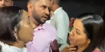 Momento no qual prefeita e parlamentar discutem sobre a permanência em palco de evento - Foto: Reprodução | Instagram