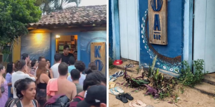 Restaurante tem fila de sandálias Crédito: Redes sociais