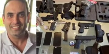 André Jatobá foi preso na sexta-feira com arsenal e grande quantidade de drogas — Foto: Redes sociais e Polícia Civil-BA