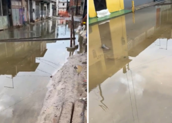 Ruas ficam alagadas após chuvas Crédito: Leitor Correio