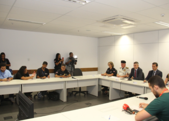 Dados são apresentados durante a coletiva Crédito: Jorge Cordeiro/ SSP