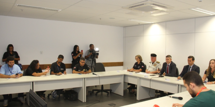 Dados são apresentados durante a coletiva Crédito: Jorge Cordeiro/ SSP