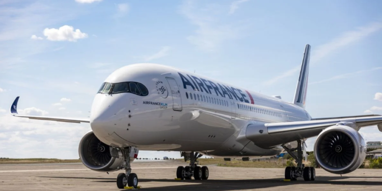 A aeronave AirbusA350 tem capacidade para 324 passageiros em três classes Crédito: Divulgação/Air France